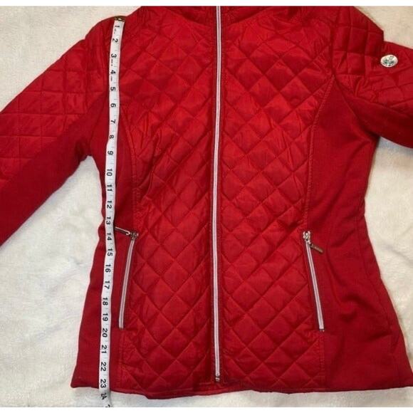 Women’s Kensie Warm Red Tufted Quilted Puffy Jacket Size Small - Picture 5 of 11